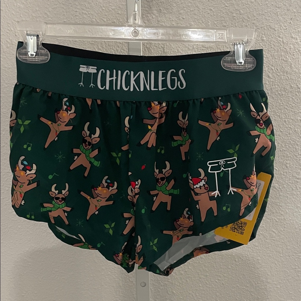 Chickenlegs Green Reindeer Print Athletic Shorts